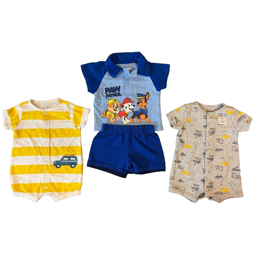 Baby Boy 0/3‎ Months Outfits Shorts Shirts Rompers Clothes Lot Summer Paw Patrol